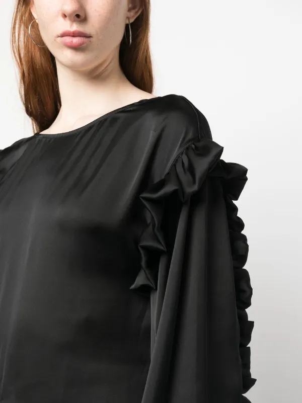 Remain Birger Christensen Ruffled Long-Sleeved Maxi Dress - Black