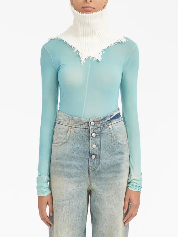 MM6 Maison Margiela distressed-finish ribbed-knit Collar - Farfetch