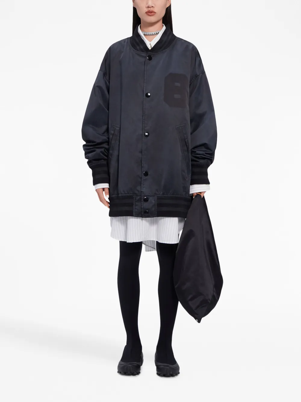MM6 Maison Margiela oversized number-patch bomber jacket - Zwart