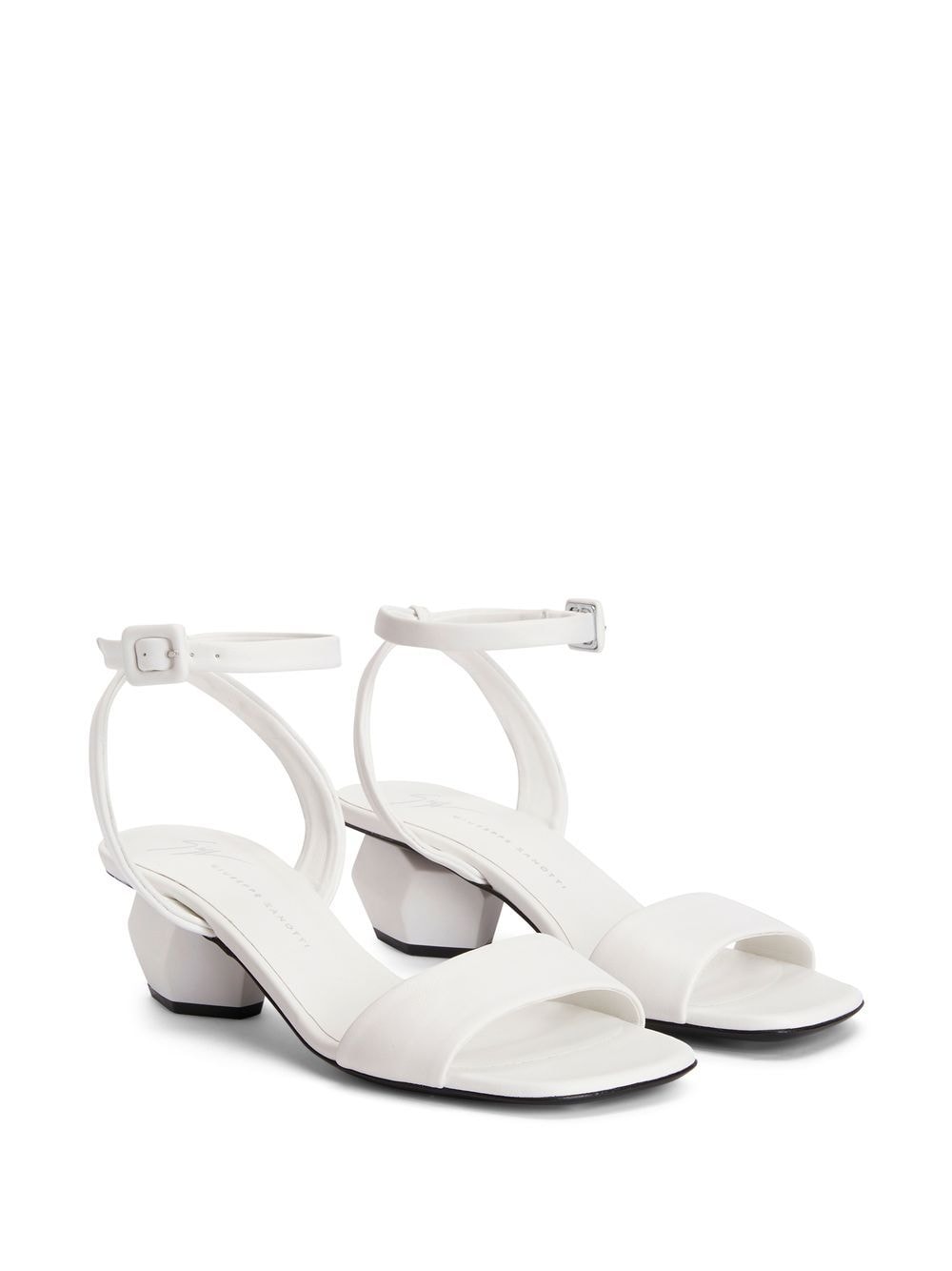 Shop Giuseppe Zanotti Rosalie Leather 45mm Sandals In White