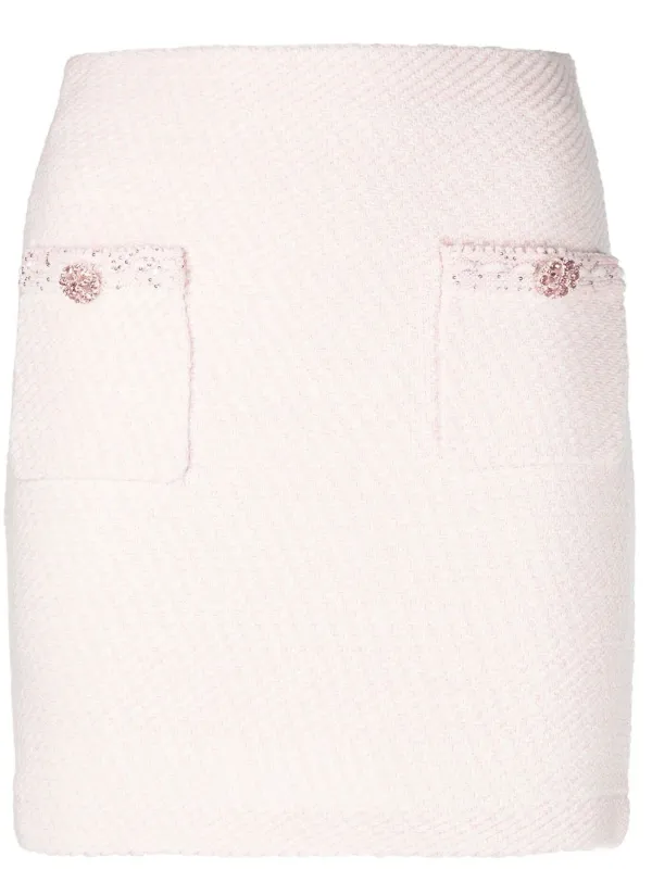 Self-Portrait Braided-trim Mini Skirt in Pink