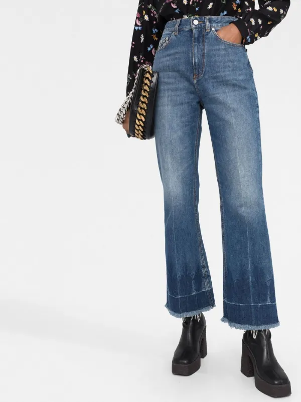 Stella McCartney frayed-edge Cropped Jeans | Blue | FARFETCH