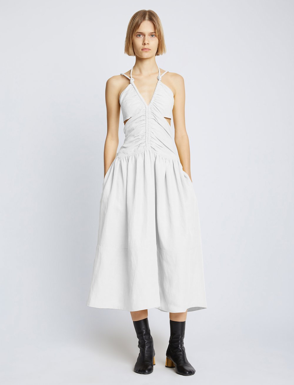 Viscose Linen Ruched Dress