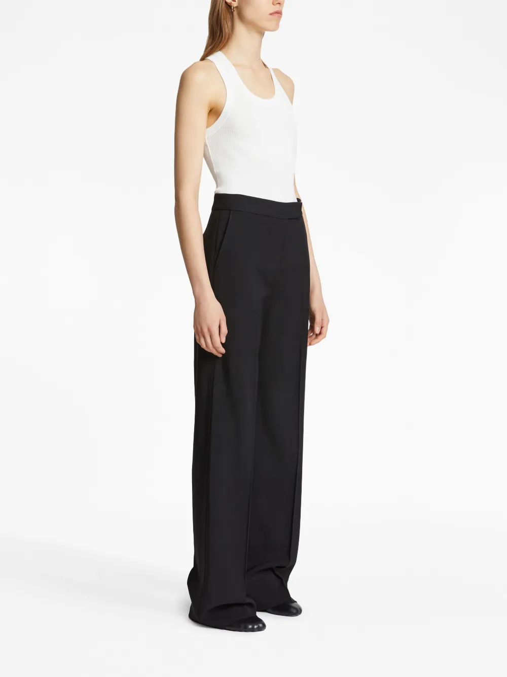 Proenza Schouler Crepe Pressed-crease Tailored Trousers In Black