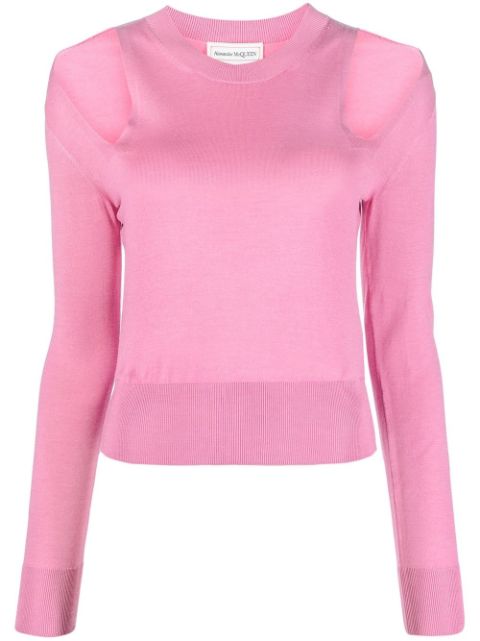 Alexander McQueen cut-out round-neck jumper Women