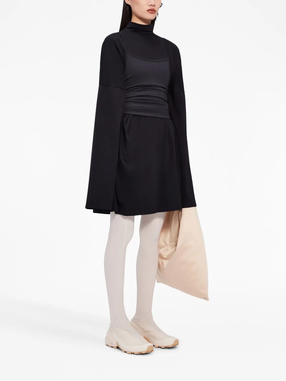 High-neck A-line Dress In Black