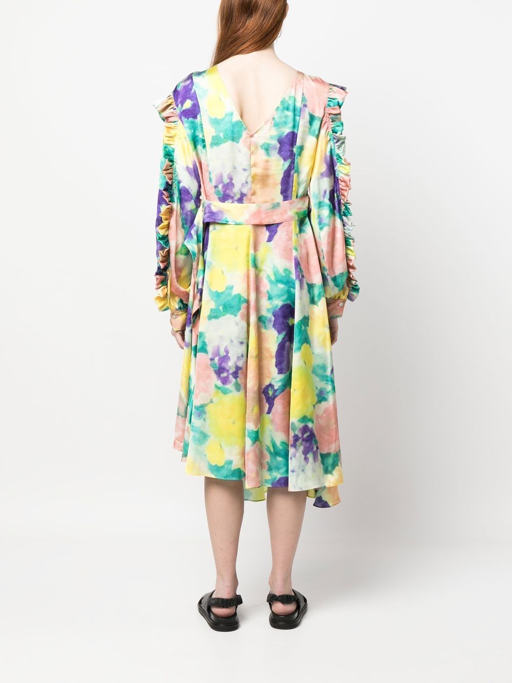 Shop Remain Floral-print Long-sleeved Maxi Dress In Yellow