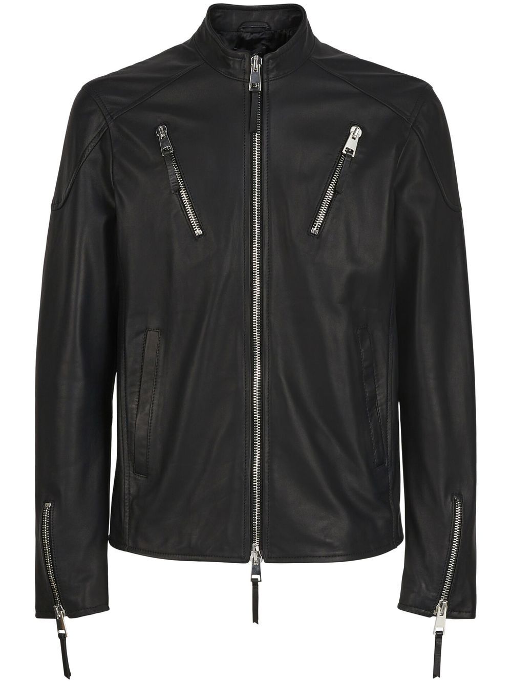 Shop Giuseppe Zanotti Zipped Leather Jacket In Black