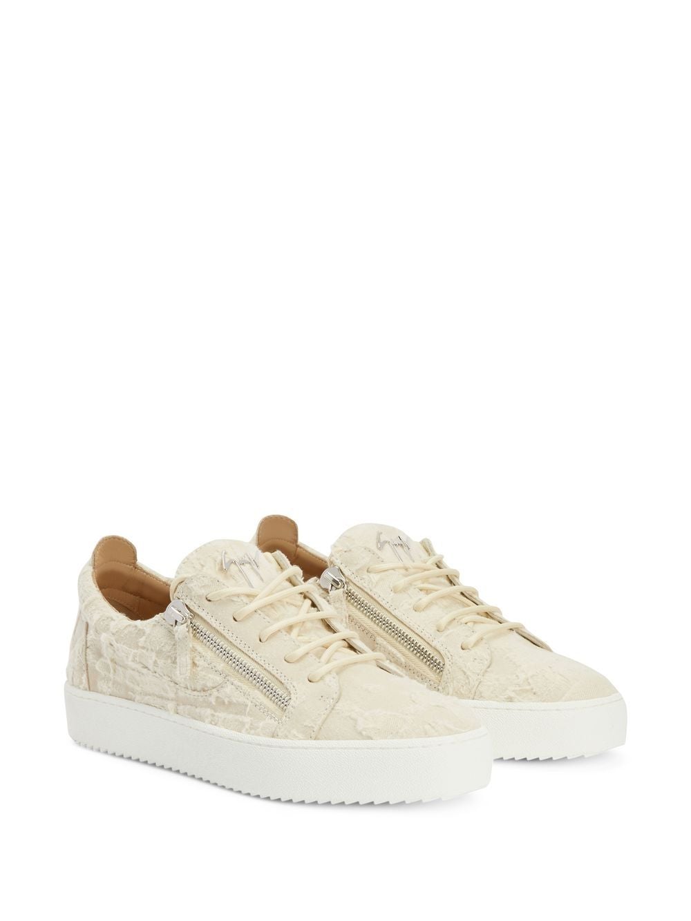 Shop Giuseppe Zanotti Frankie Distress-detail Sneakers In White