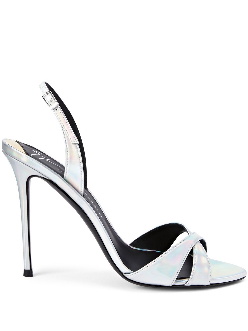 Shop Giuseppe Zanotti Dorotee Holographic 105mm Sandals In Silver