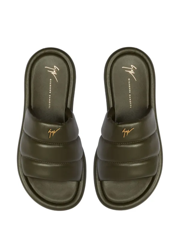 Giuseppe Zanotti Harmande Padded Slides | Green | FARFETCH display picture 3