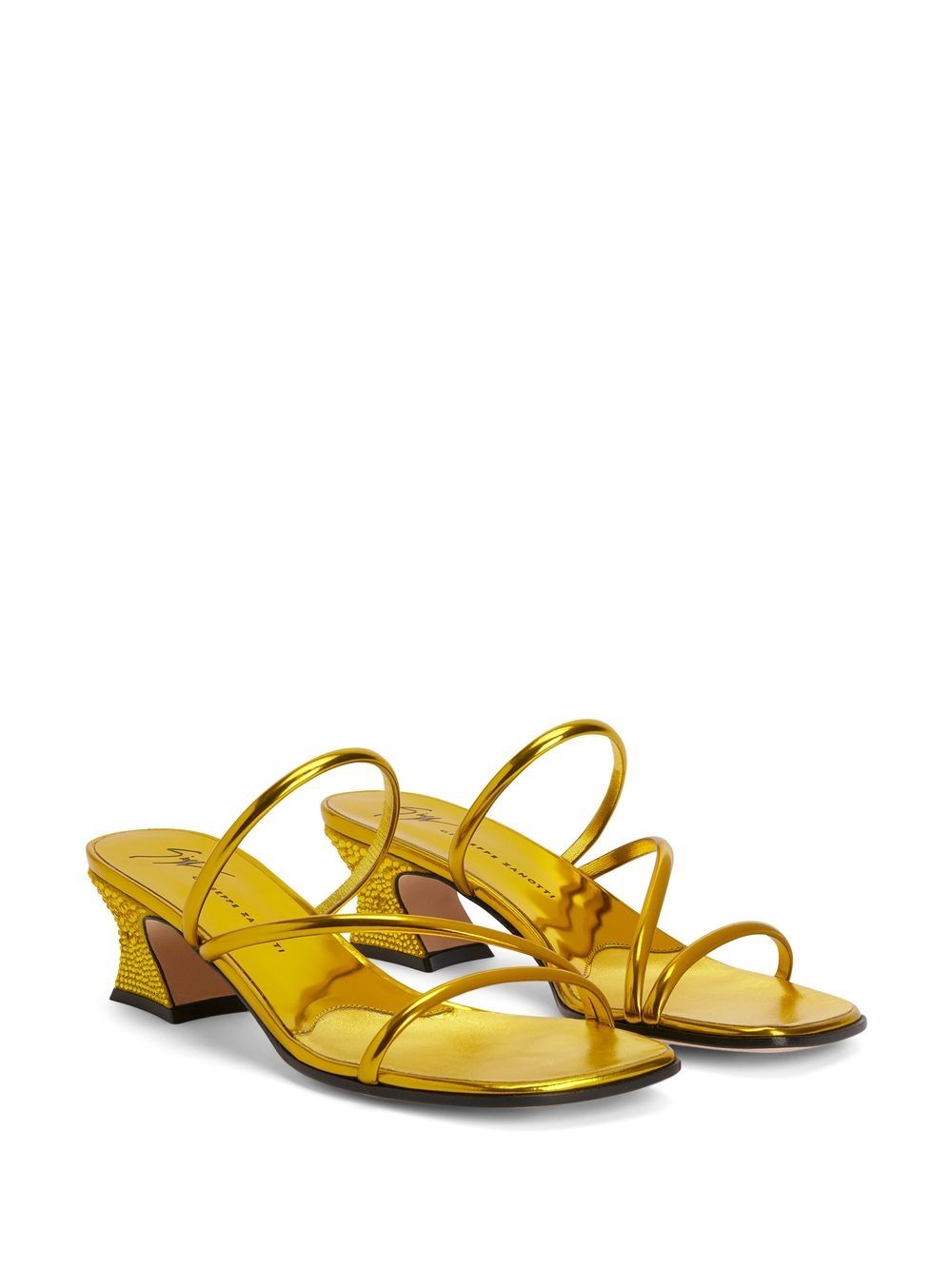 Shop Giuseppe Zanotti Aude Strass Embellished Sandals In Yellow