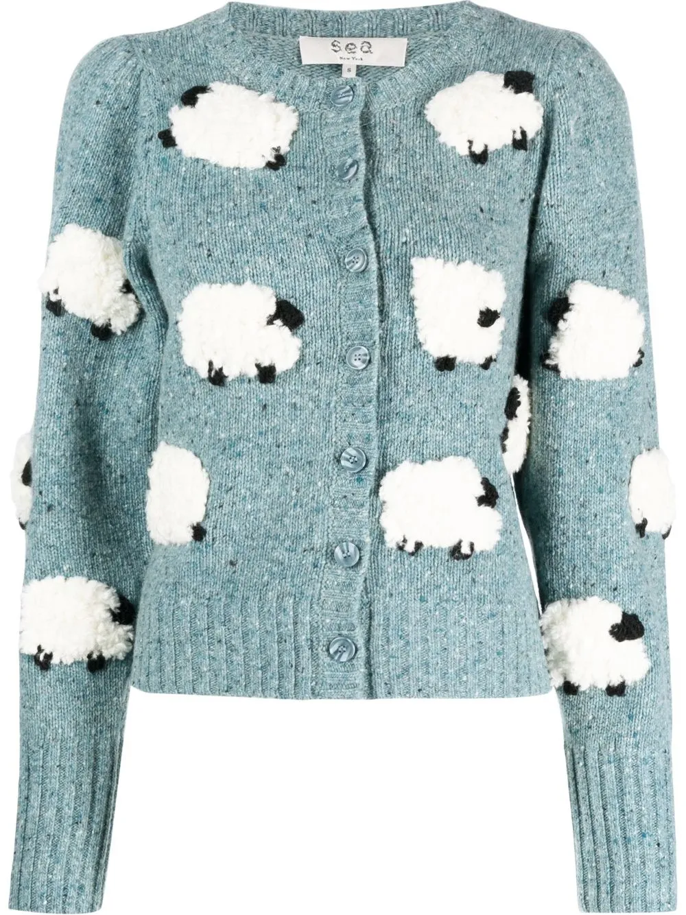 

Sea intarsia-knit buttoned cardigan - Blue