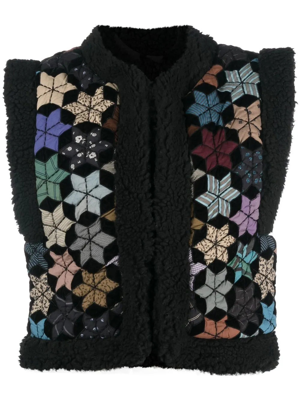 

Sea patchwork-detail faux-shearling jacket - Black