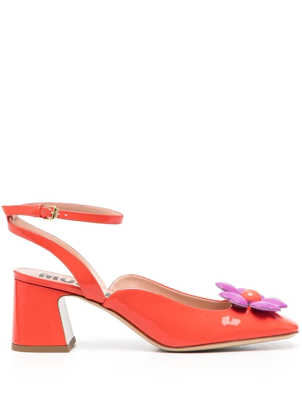 

Moschino 65mm flower-detail leather pumps - Orange