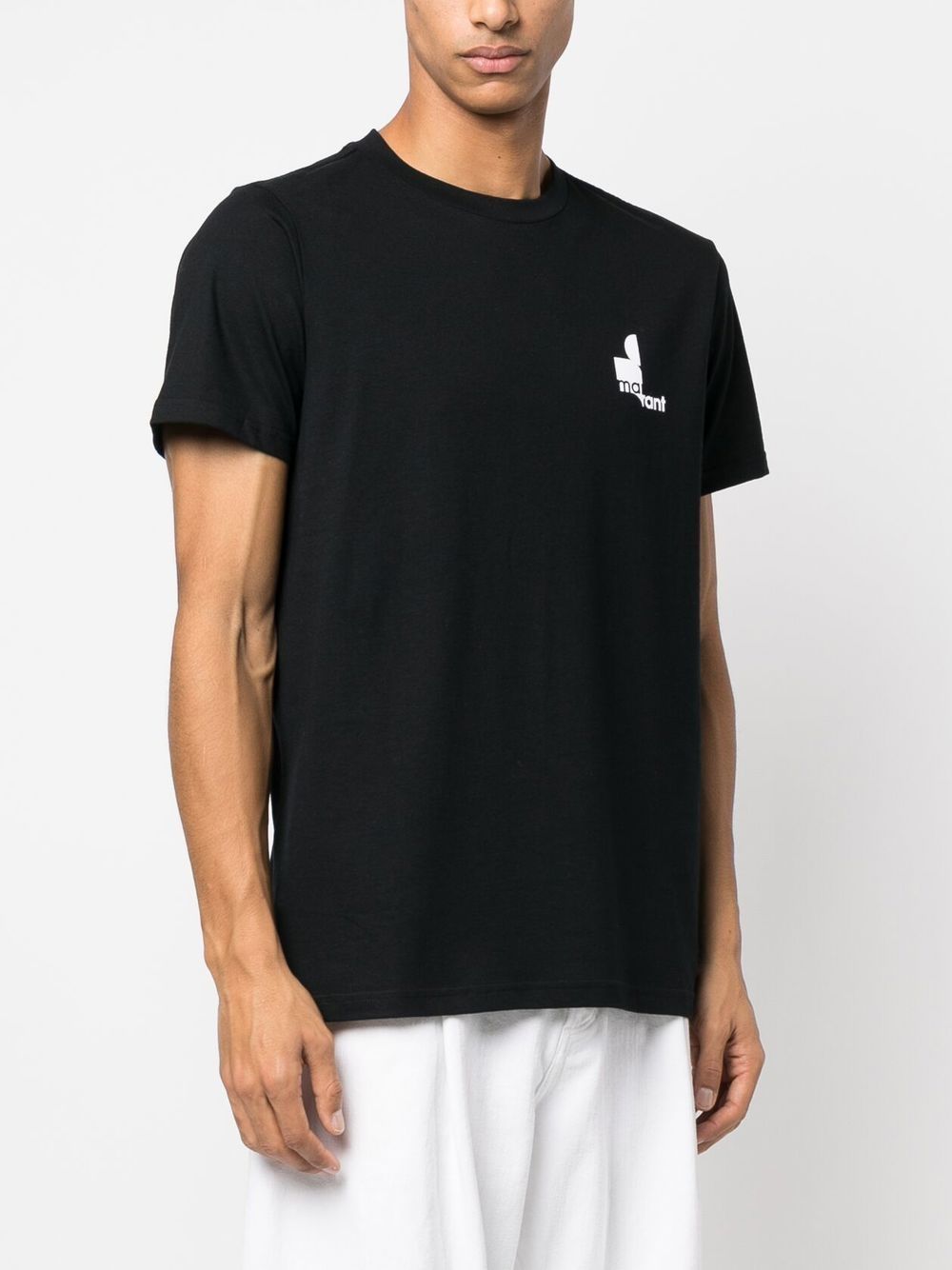 Shop Isabel Marant Logo Print Cotton T-shirt In Black