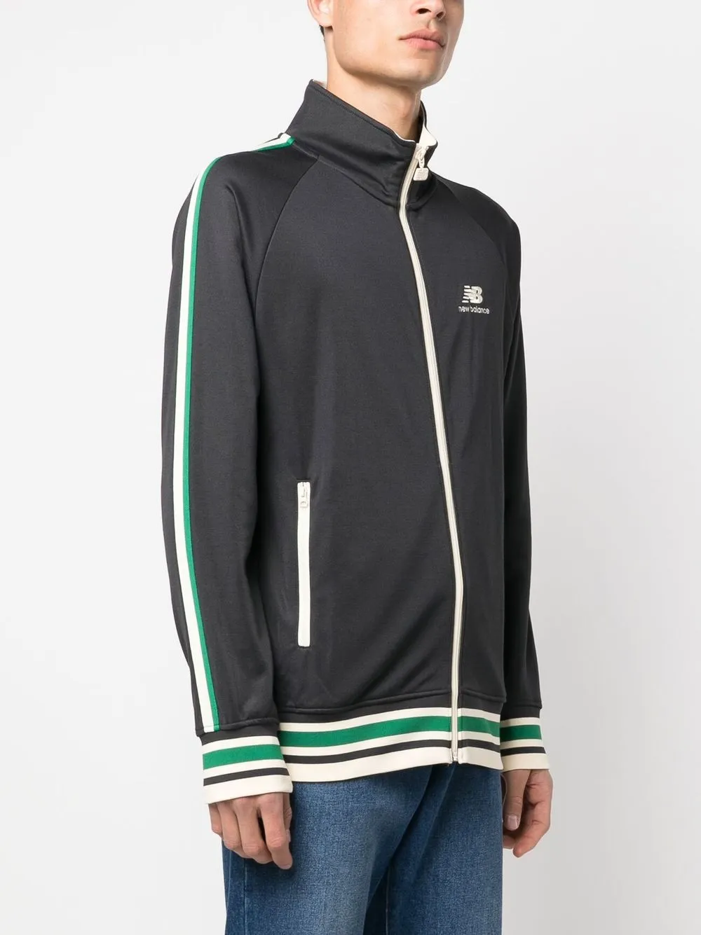 NEW BALANCE STRIPE-DETAIL ZIP-UP JACKET