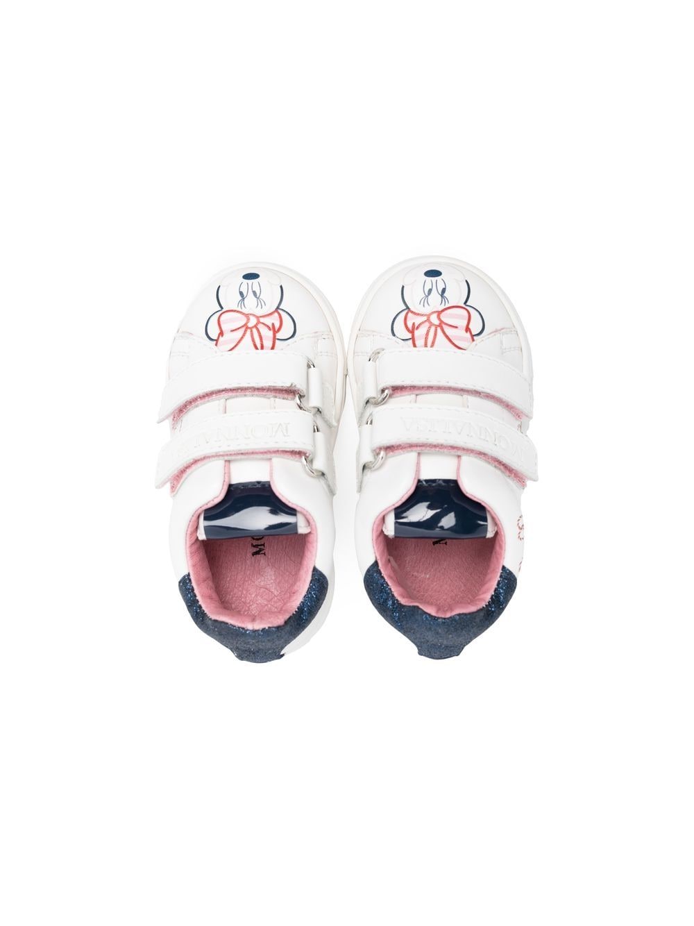 Shop Monnalisa Minnie Mouse Touch-strap Sneakers In White
