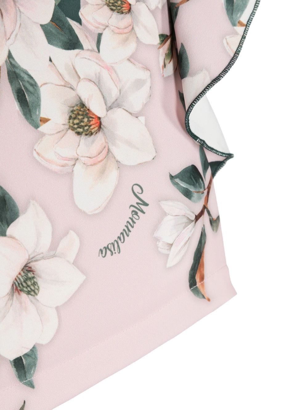 Shop Monnalisa Floral Short-sleeve Ruffled Blouse In Pink