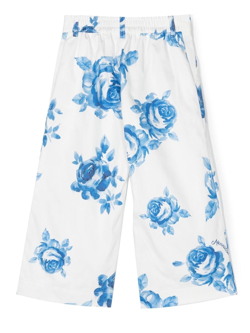 Shop Monnalisa Rose-print Detail Trousers In White