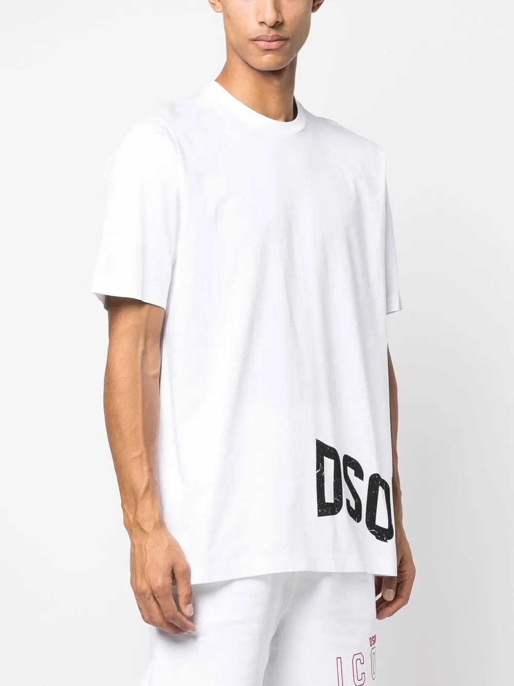 Dsquared2 Slouch T-shirt With Contrasting Logo Print In White