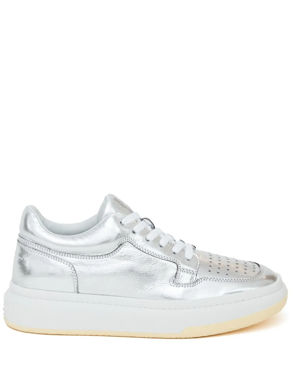Mm6 Maison Margiela Lace-up Low-top Sneakers In Silver