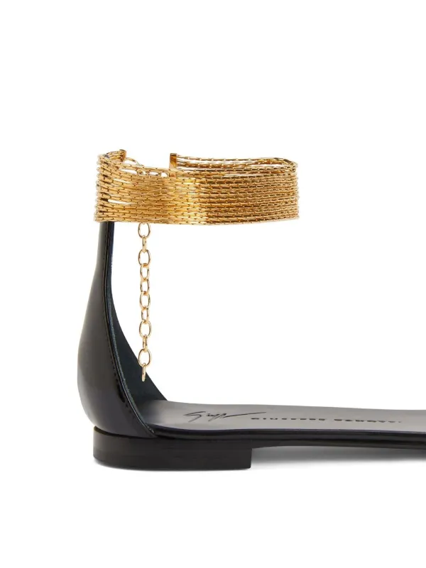 Giuseppe Zanotti Kay Gold ankle strap Flat Sandals Black FARFETCH AE