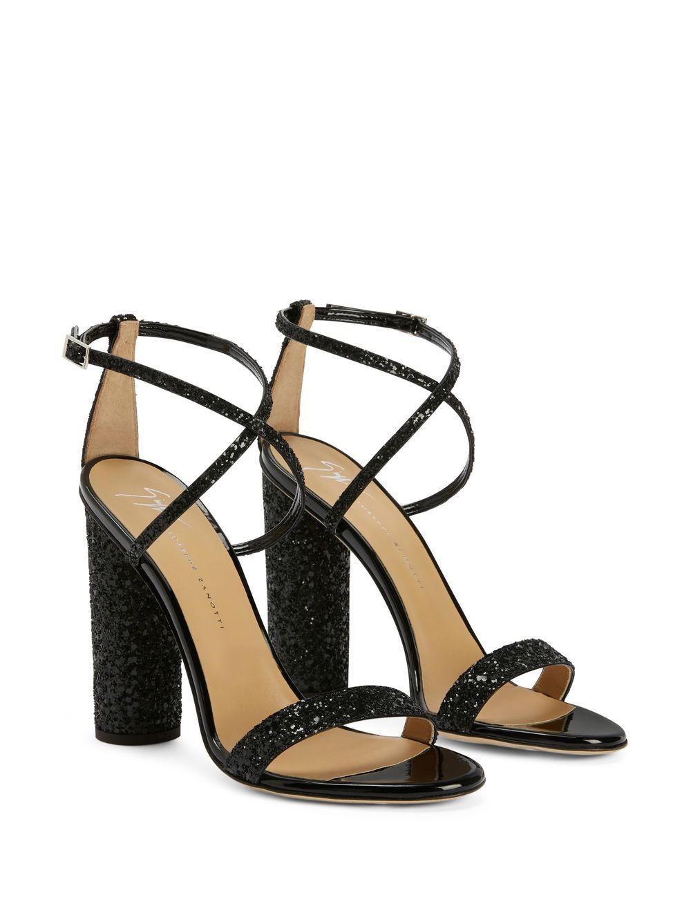 Shop Giuseppe Zanotti Tara Glitter Sandals In Black