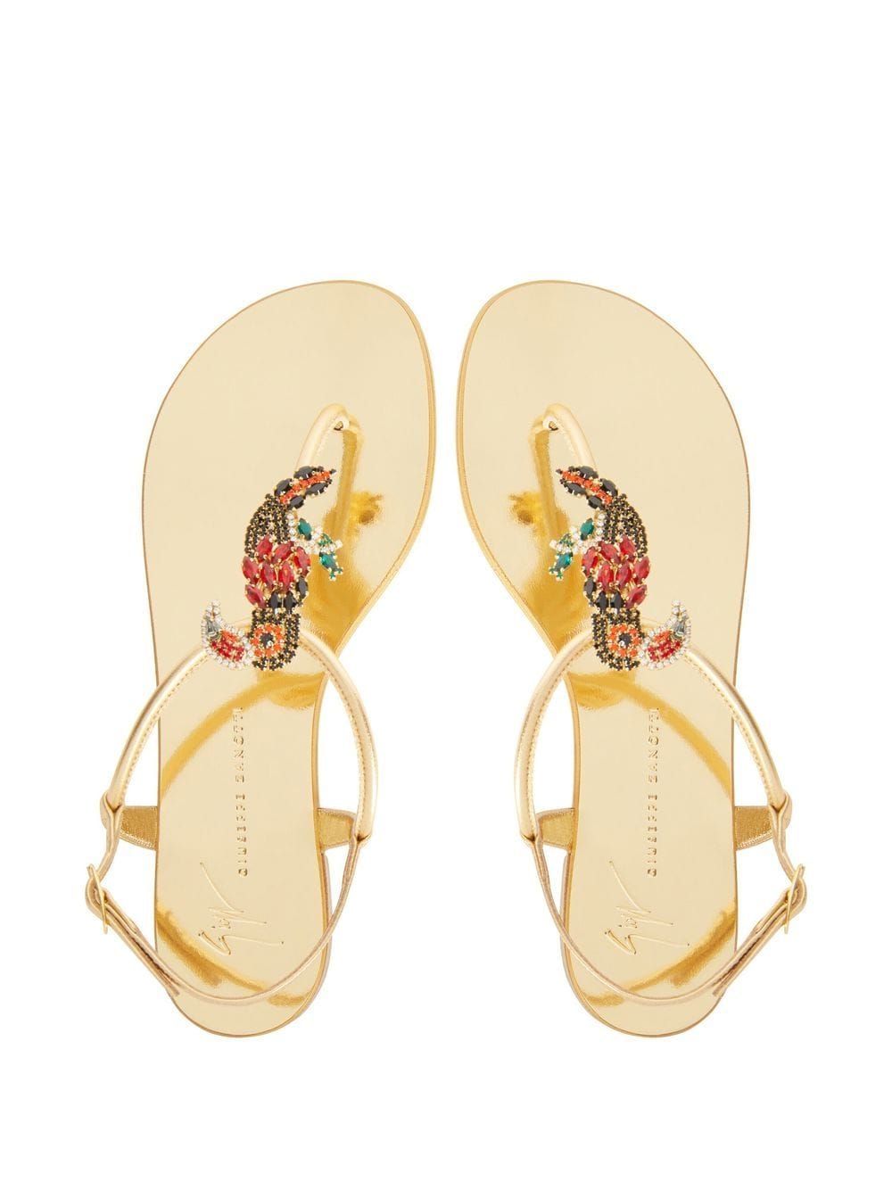 Shop Giuseppe Zanotti Tropical Beach Flat Sandals In Gold