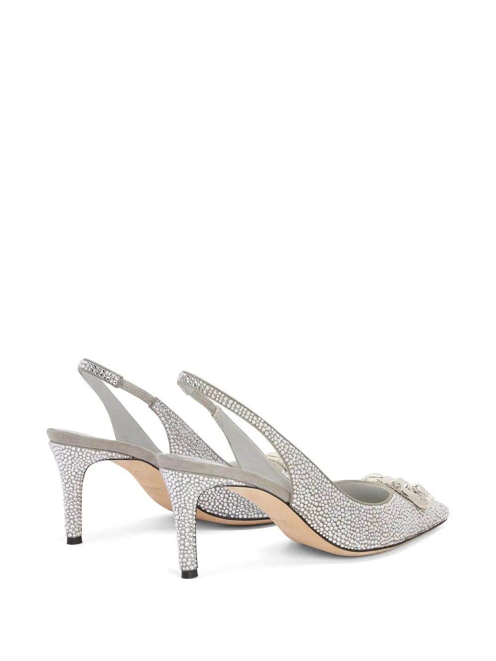 Giuseppe Zanotti Cyprienne 70mm Crystal Slingback Pumps In Silver