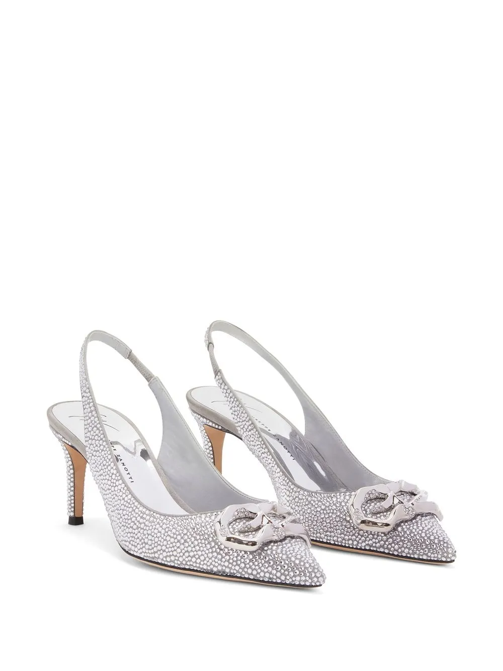 Giuseppe Zanotti Cyprienne 70mm Crystal Slingback Pumps In Silver