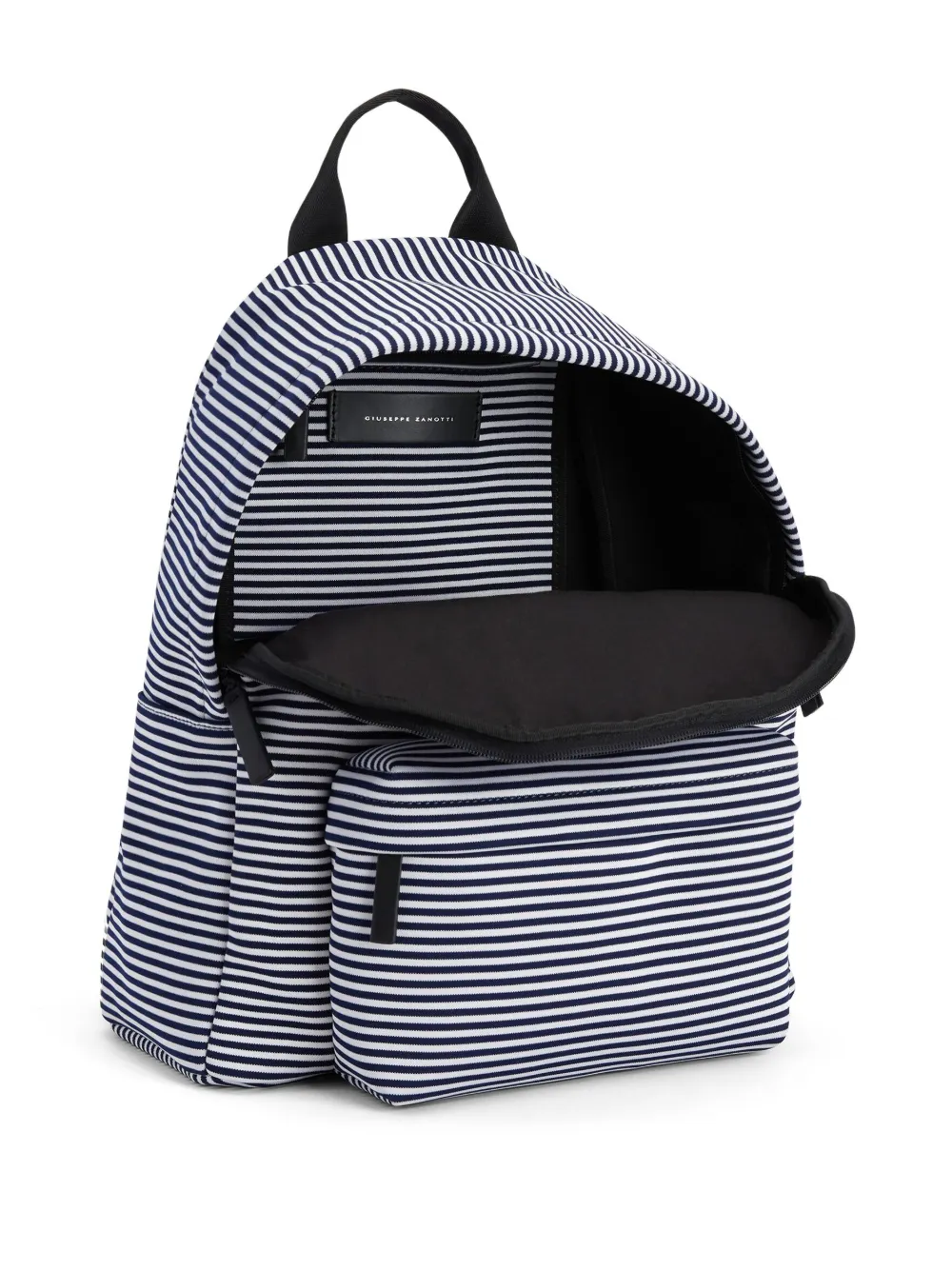 Shop Giuseppe Zanotti Striped Embroidered-logo Backpack In Blue