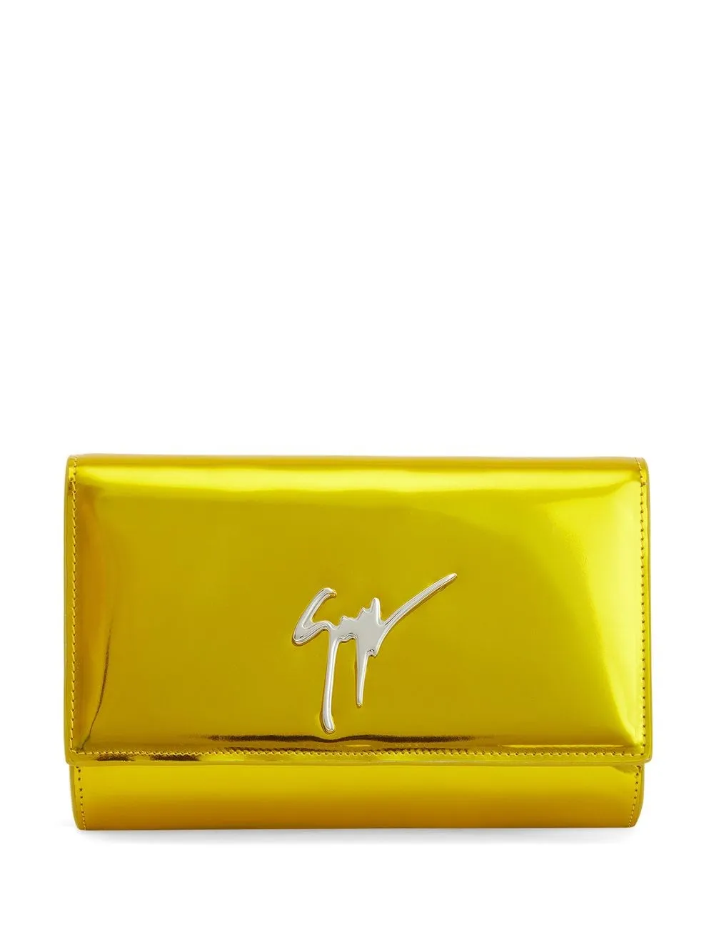 Giuseppe Zanotti Logo-plaque Metallic Clutch In Yellow