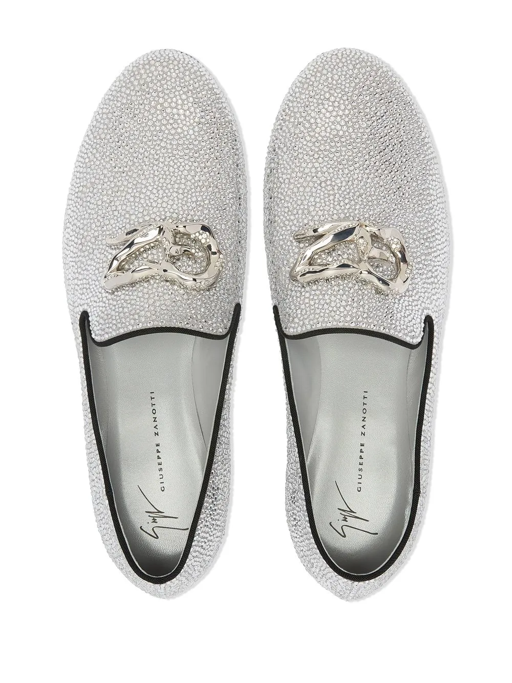 Giuseppe Zanotti Leopoldino crystal leather loafers Grey