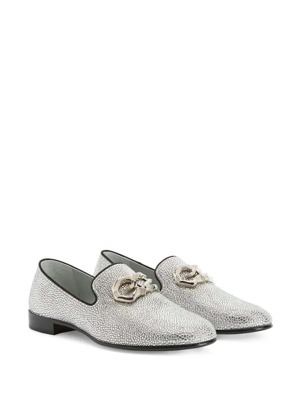 Giuseppe Zanotti Leopoldino crystal leather loafers Grey