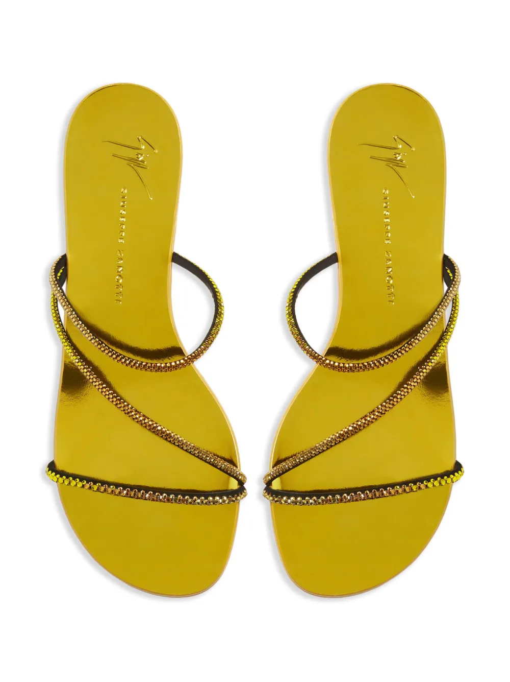 Giuseppe Zanotti Sandalen verfraaid met kristallen Geel