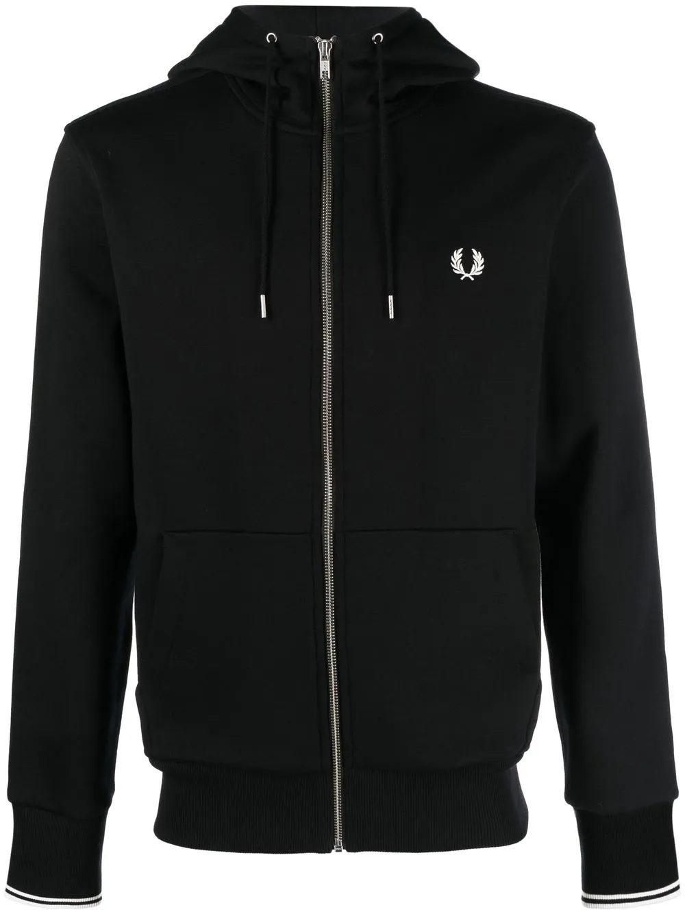 

Fred Perry embroidered-logo zip-up hoodie - Black