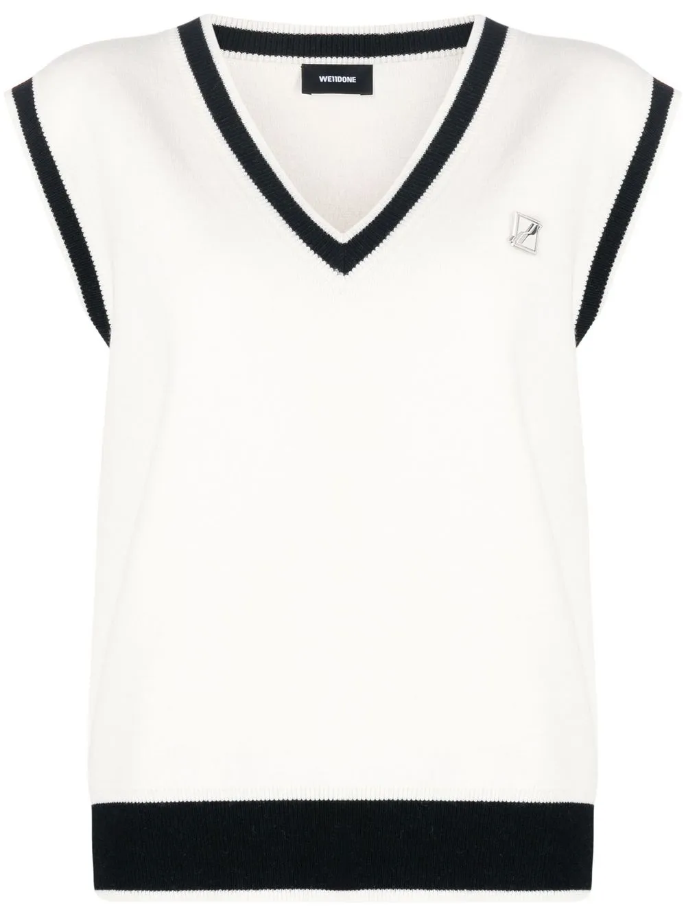 

We11done two-tone V-neck vest - White