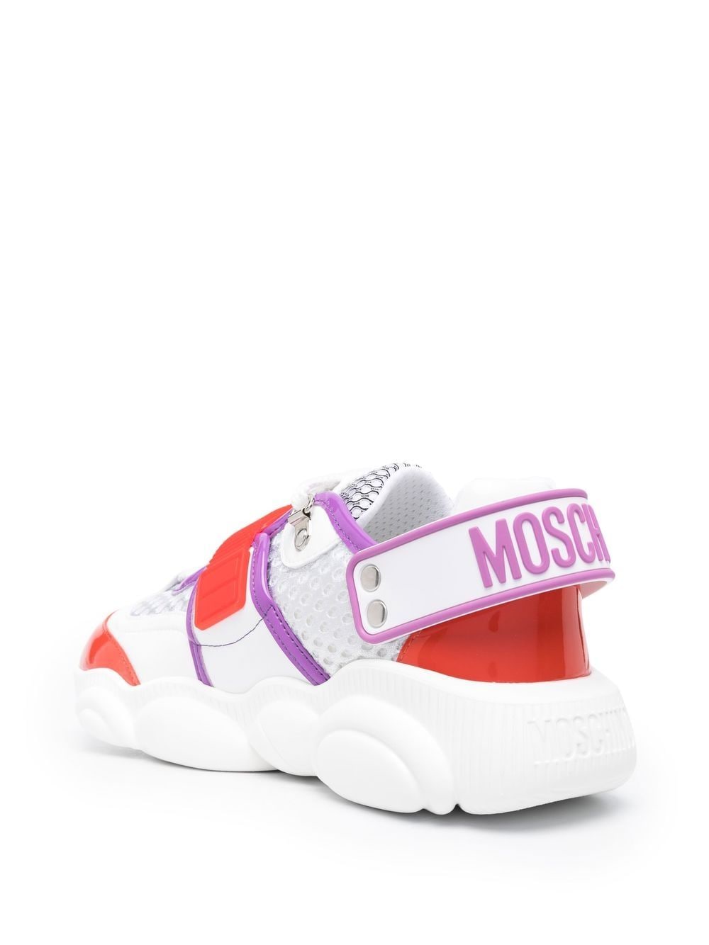Shop Moschino Roller Skates Mesh Teddy Sneakers In Weiss