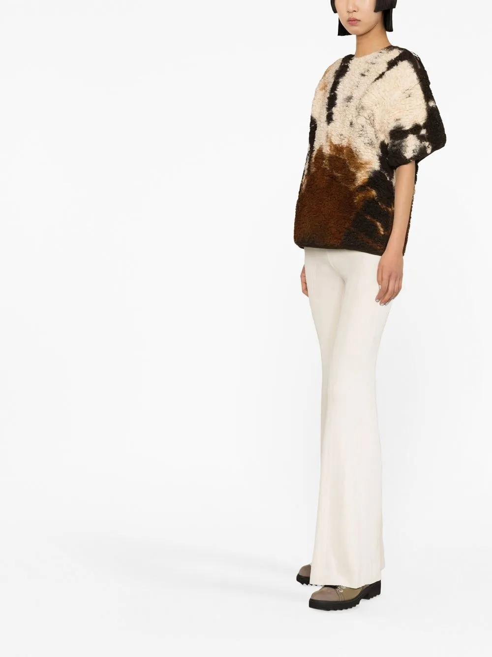 Jil Sander Tie-dye Print Textured Top In Neutrals