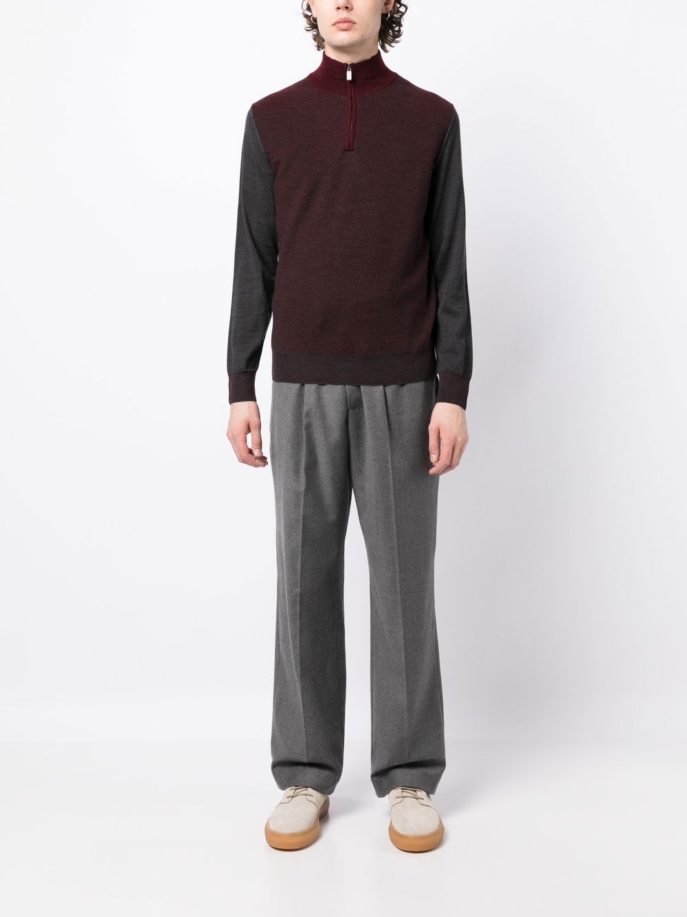 Canali Sweater met colourblocking - Grijs