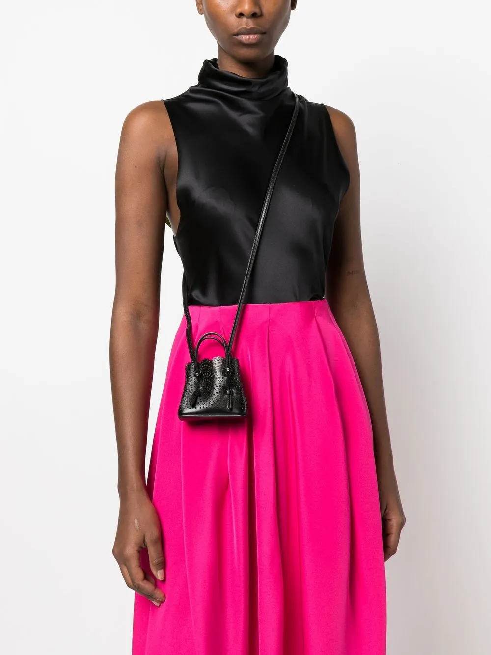 Alaïa laser-cut Leather Mini Bag | Black | FARFETCH