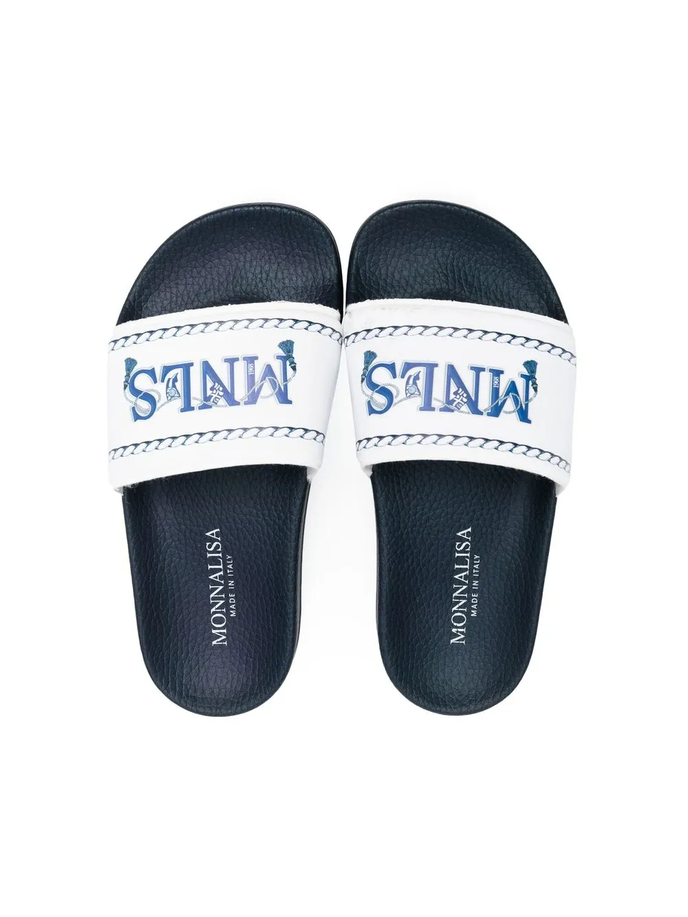 Shop Monnalisa Logo-print Slides In White