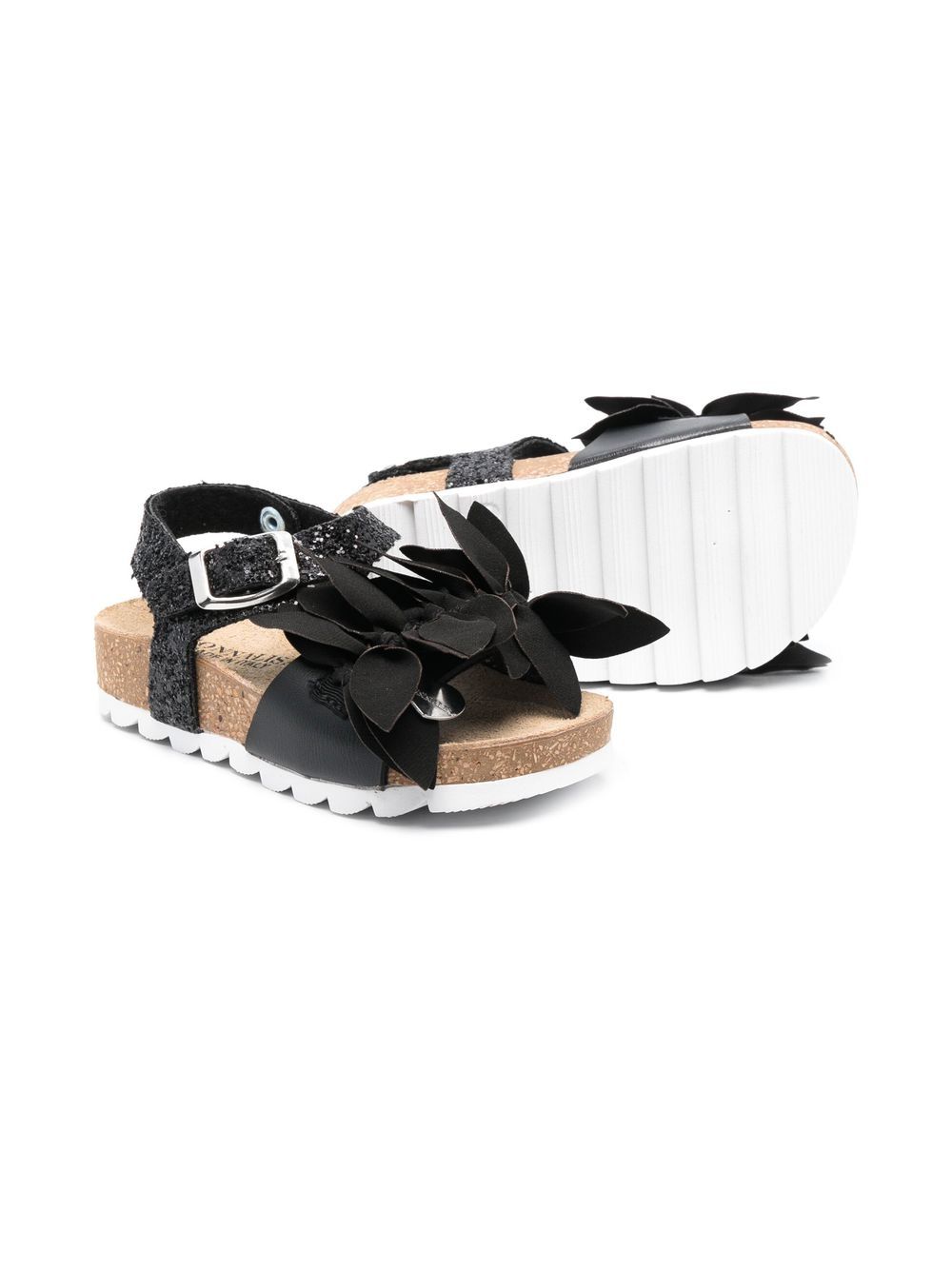 Shop Monnalisa Knot-detail 30mm Sandals In Black