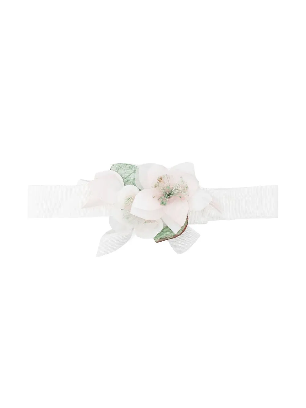 

Monnalisa magnolia-appliqué ribbon belt - White