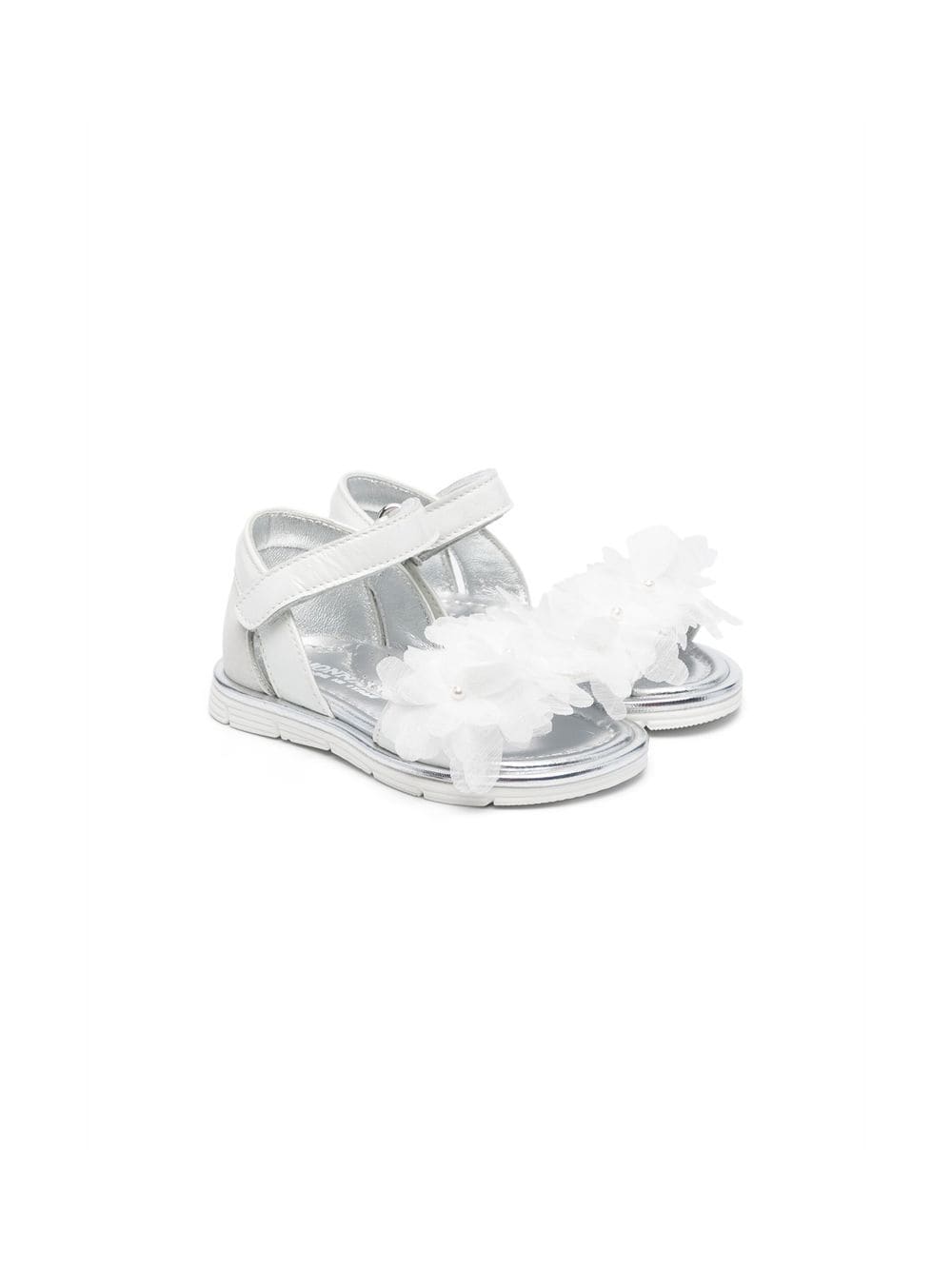 Monnalisa Babies' Faux-flower Sandals In White