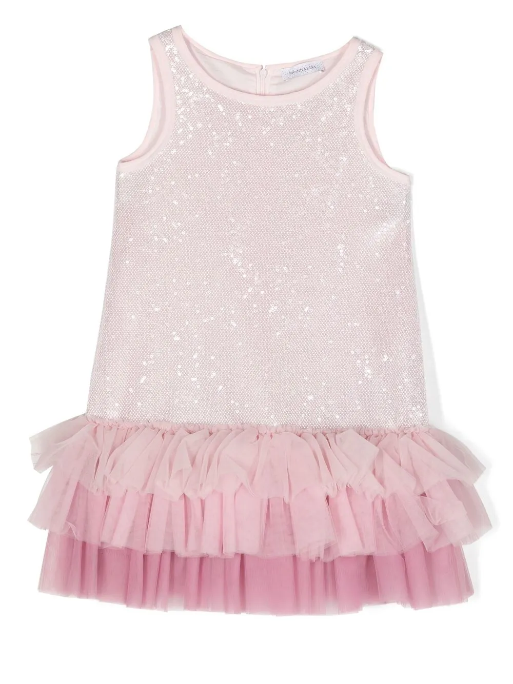 

Monnalisa sequined sleeveless tulle dress - Pink