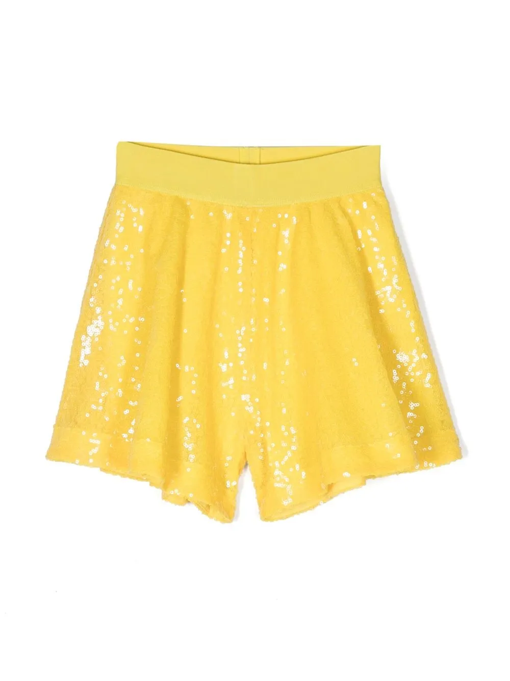 monnalisa mini short à ornements de sequins - jaune