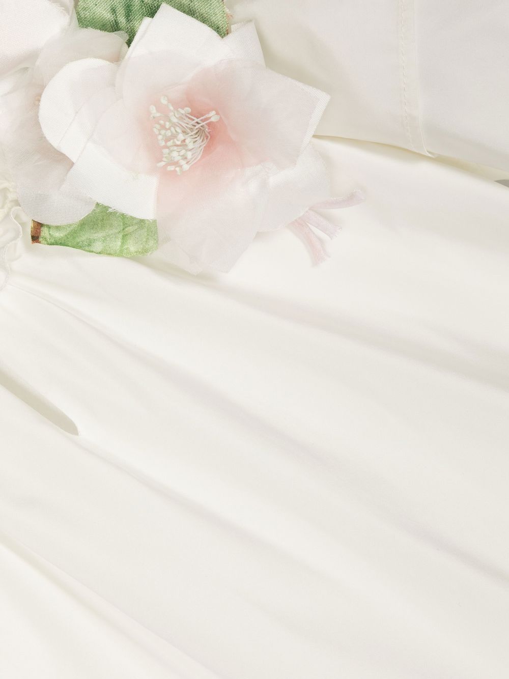 Shop Monnalisa Floral-appliqué Tiered Dress In White