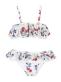 Monnalisa floral-print ruffled bikini set - White